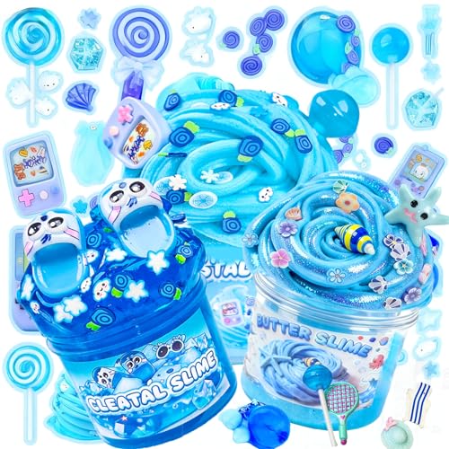 KUALUDJIT 8-Pack Butter Slime Kit - Non-Sticky Stretchy Slime for Kids, Party Favors, Stress Relief Toy