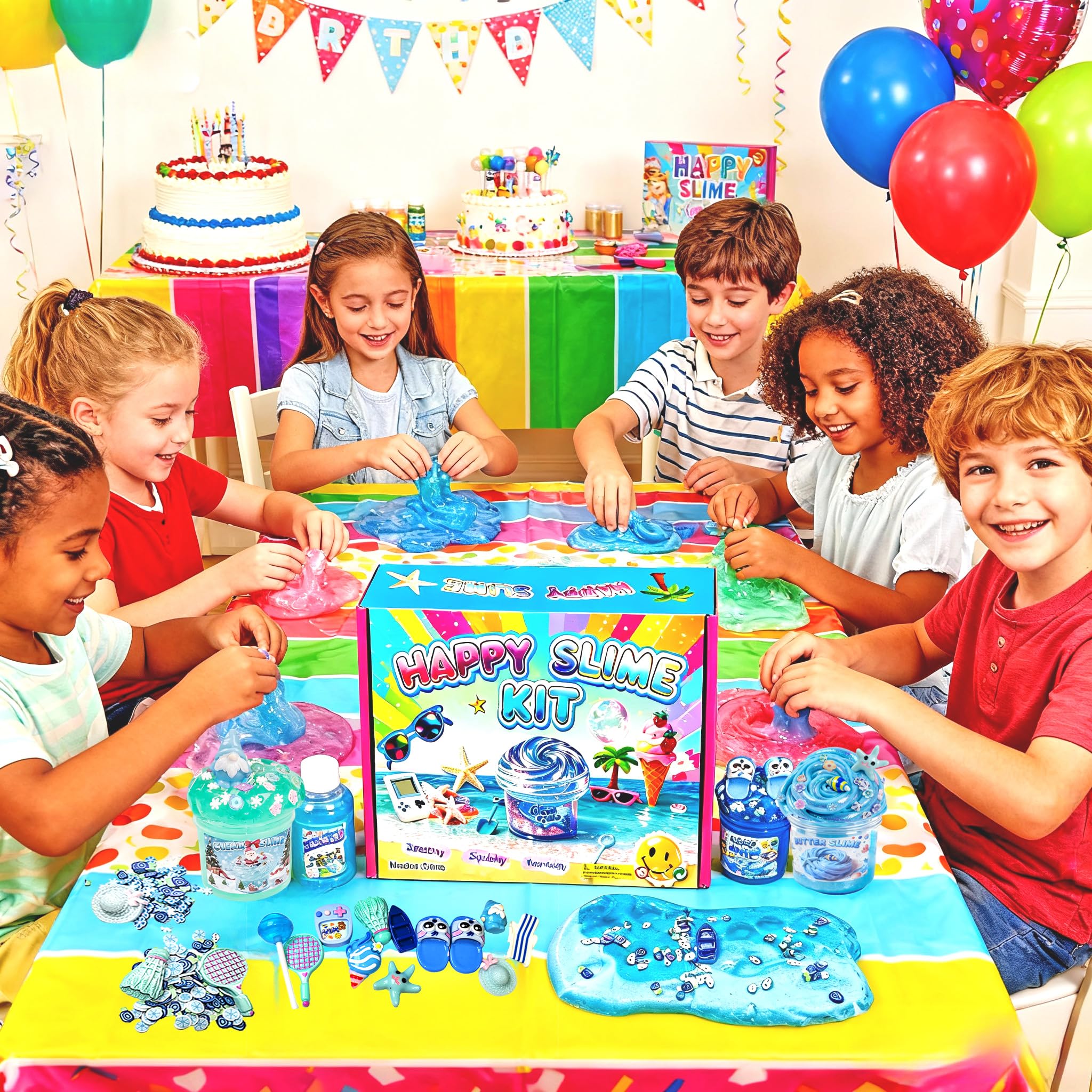 KUALUDJIT 8-Pack Butter Slime Kit - Non-Sticky Stretchy Slime for Kids, Party Favors, Stress Relief Toy