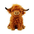 Kulupu 10.5 Inch Highland Cow Plush Toy - Realistic Soft Stuffed Animal, Handmade Fluffy Farm Cow with Long Horns, Cute Pillow for Kids and Adults