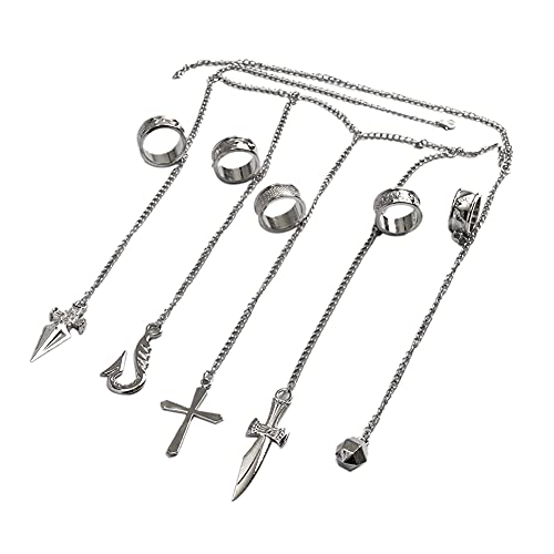 Kurapika Judgement Hand Chain Bracelet – HXH Cosplay Jewelry with 5 Finger Rings