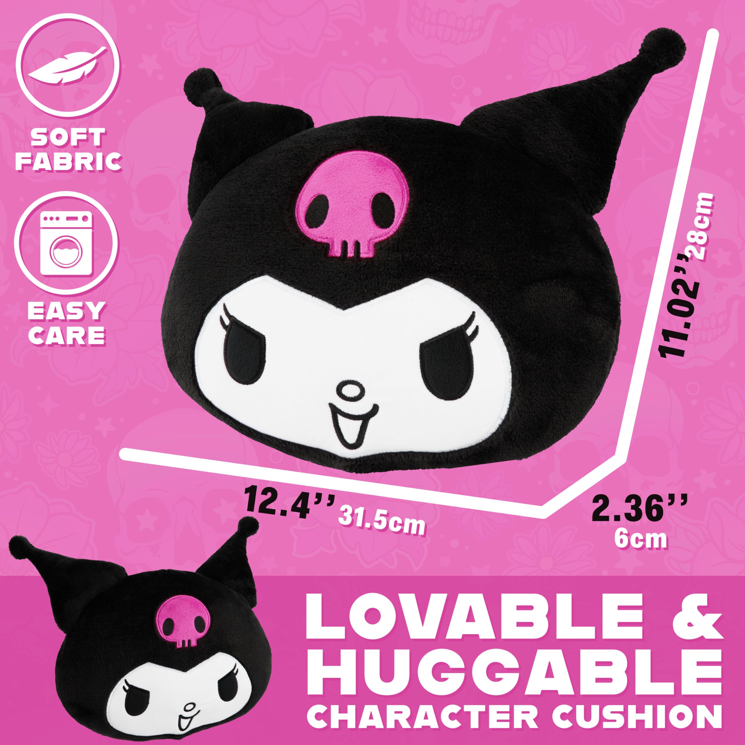 Kuromi Plush Cushion Pillow - 12.4x11 Inch Sanrio Kawaii Throw Pillow by Get Trend