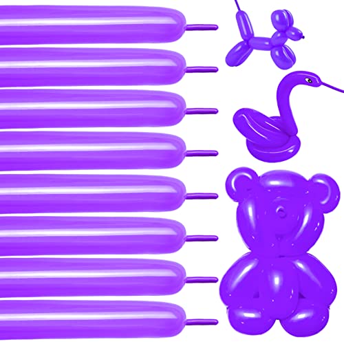 KUULBELA Dark Purple 260Q Long Balloons - 100 Pack Thickened Latex for Balloon Animals & Garlands