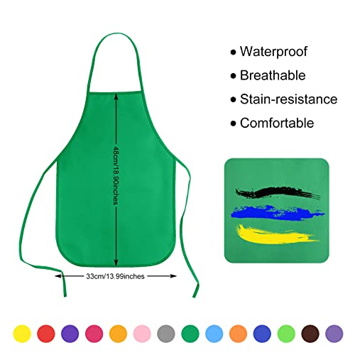 KUUQA Kids Aprons Bulk Pack - Non-Woven Art Smocks for Painting, Cooking & Classroom Activities (16-40 Pieces)