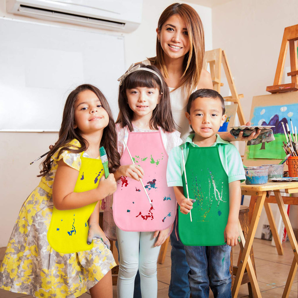 KUUQA Kids Aprons Bulk Pack - Non-Woven Art Smocks for Painting, Cooking & Classroom Activities (16-40 Pieces)
