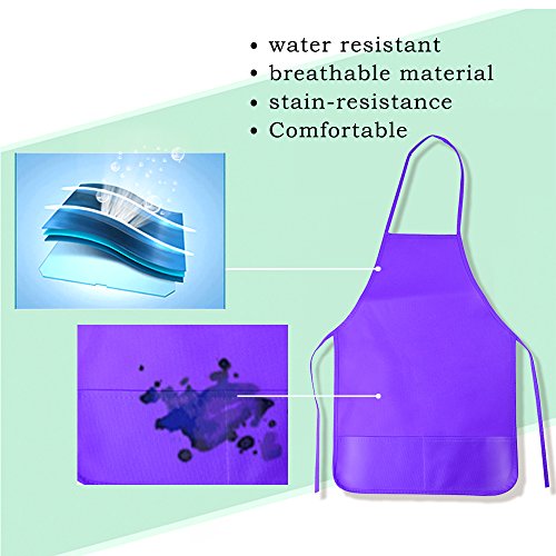 KUUQA Kids Art Apron Bulk - Non-Woven Smock with Pockets, BPA Free, Ages 3-7