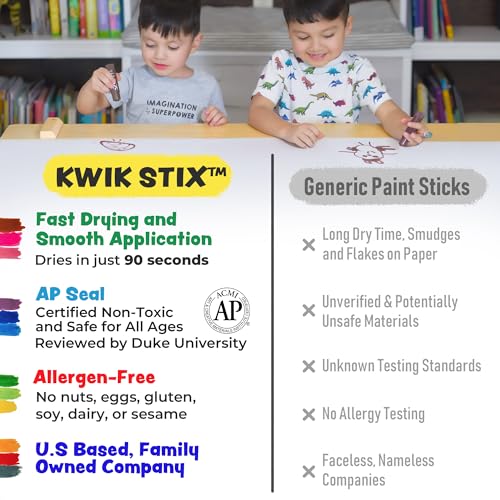 Kwik Stix Cuties: 12 Kawaii Washable Paint Sticks – Non-Toxic, Quick-Drying Solid Tempera for Kids