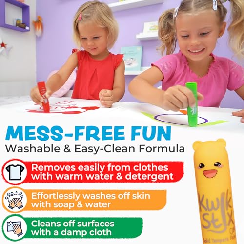 Kwik Stix Cuties: 12 Kawaii Washable Paint Sticks – Non-Toxic, Quick-Drying Solid Tempera for Kids