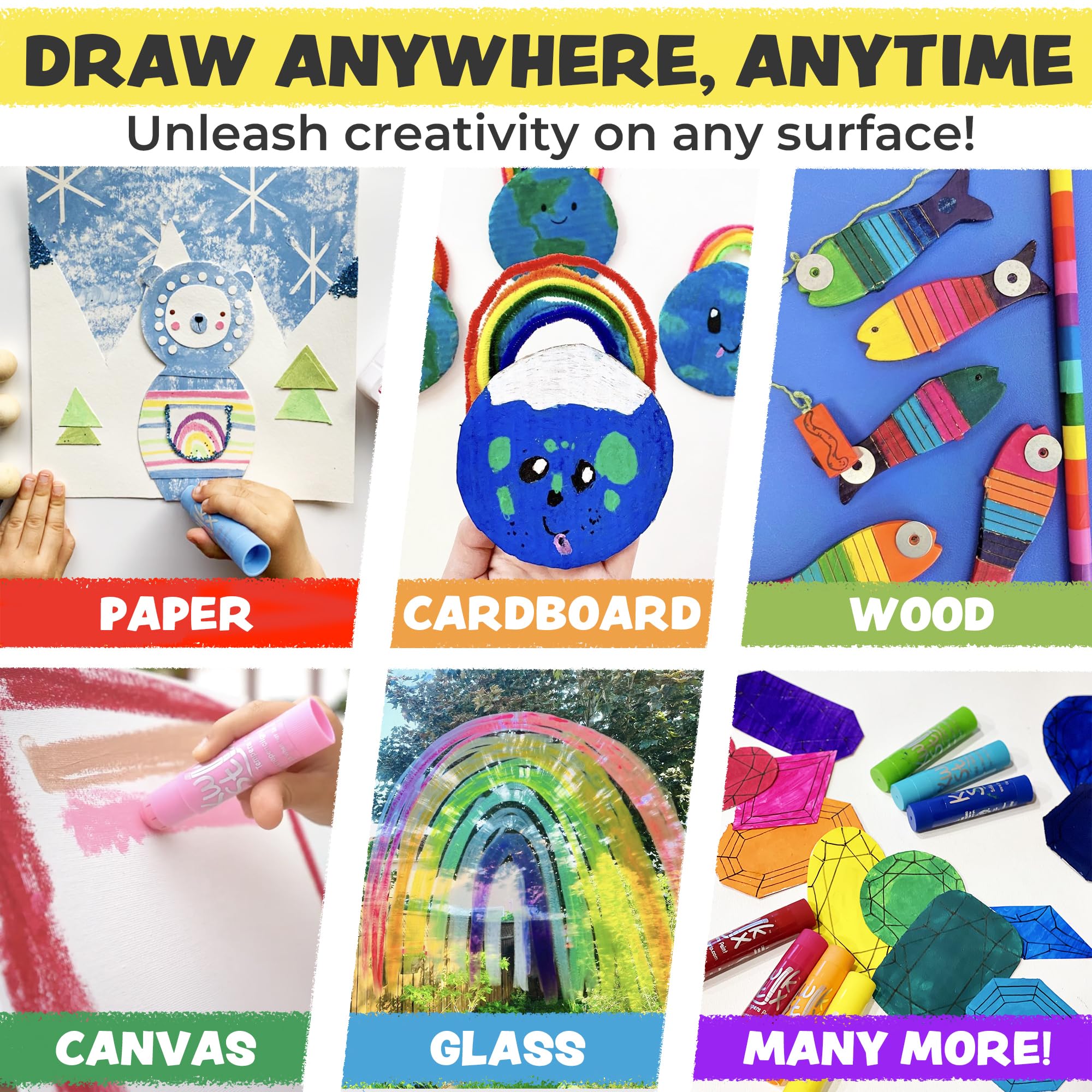 Kwik Stix Cuties: 12 Kawaii Washable Paint Sticks – Non-Toxic, Quick-Drying Solid Tempera for Kids