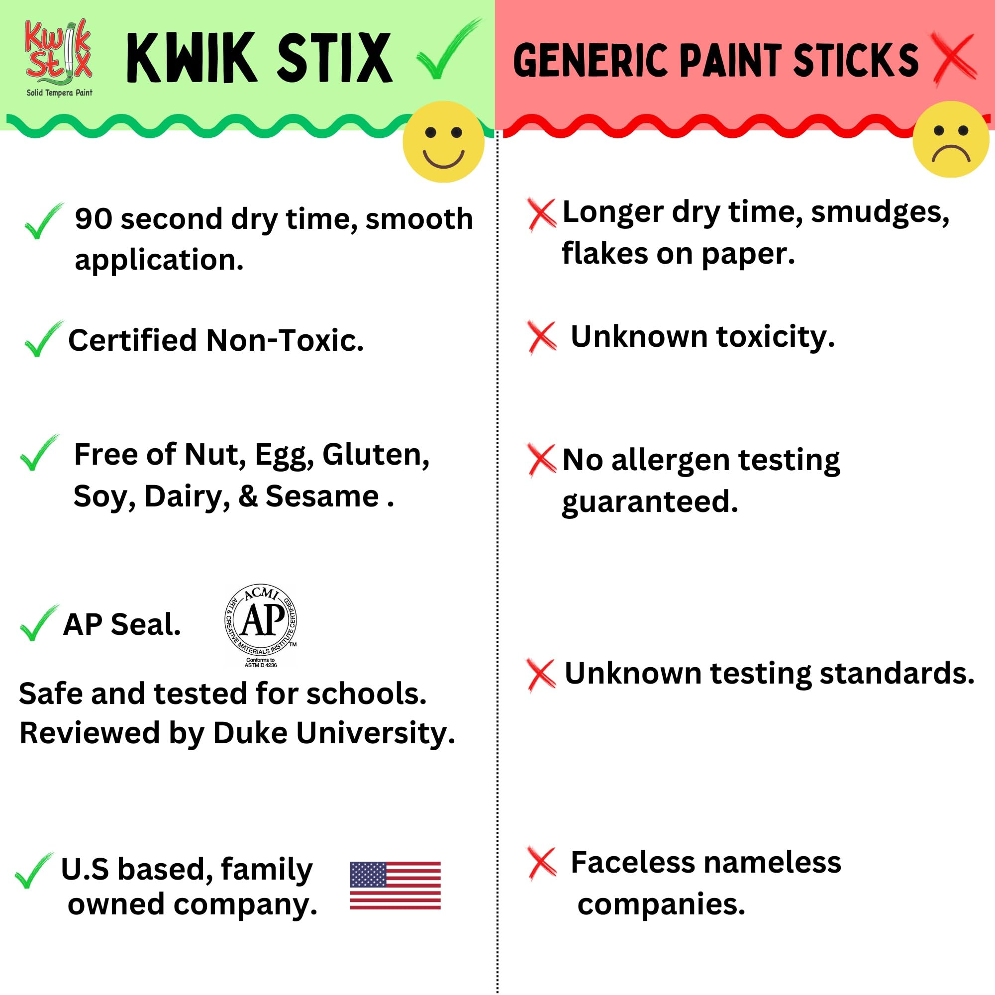 Kwik Stix Tempera Paint Sticks - Earth Tones, 6 Colors, Non-Toxic & Washable