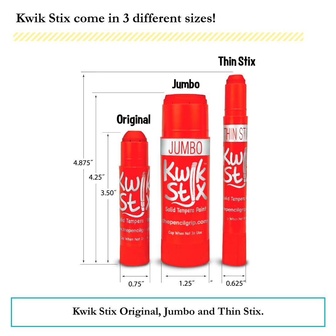 Kwik Stix Tempera Paint Sticks - Earth Tones, 6 Colors, Non-Toxic & Washable