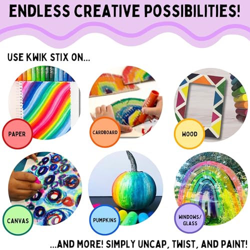 Kwik Stix Tempera Paint Sticks, Jewel Tones, 10 Count - Quick Dry, Washable & Non-Toxic
