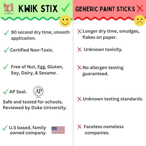 Kwik Stix Tempera Paint Sticks, Jewel Tones, 10 Count - Quick Dry, Washable & Non-Toxic