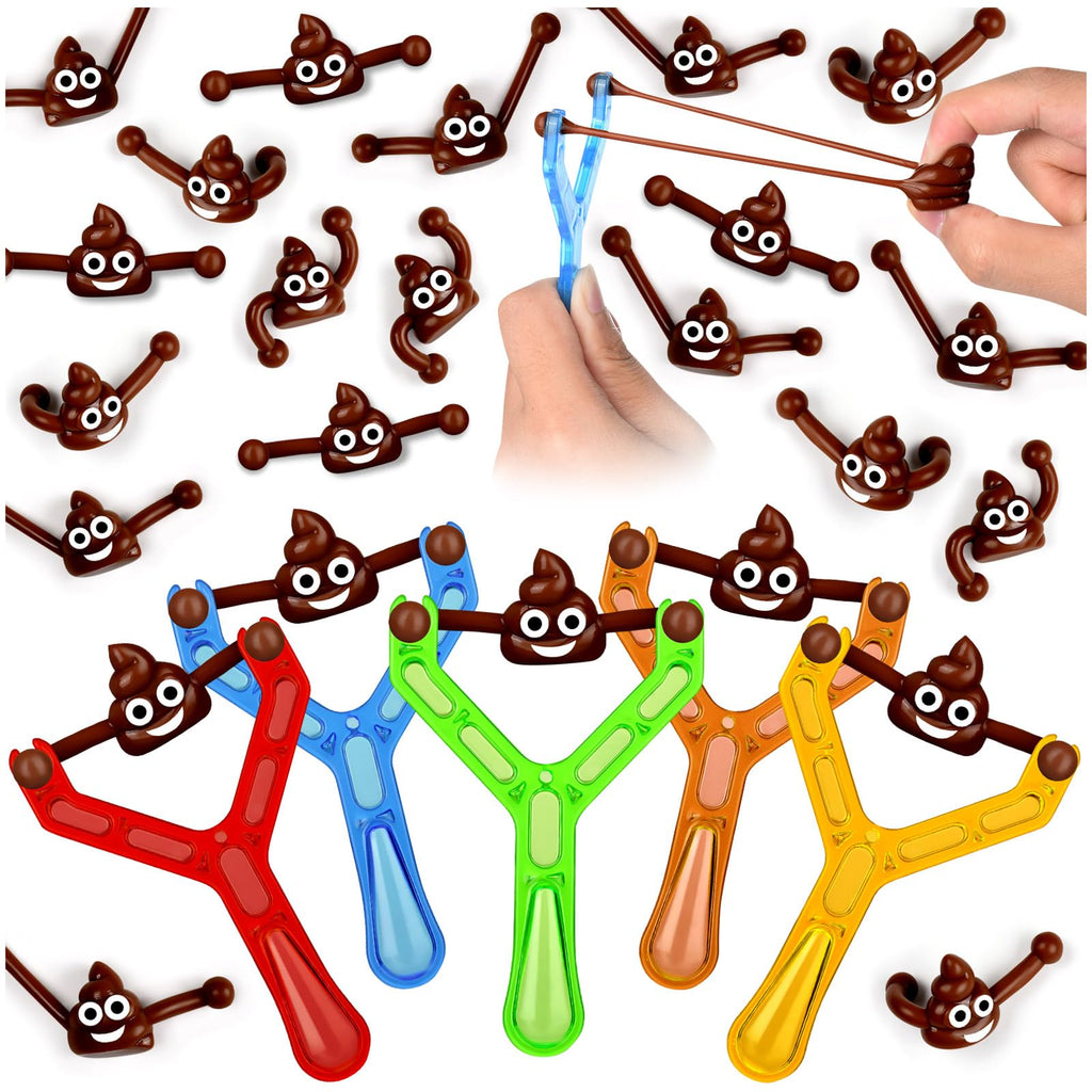 KXCOFTXI 60-Piece Finger Slingshot Prank Set – 10 Slingshots + 50 Reusable Poop Bullets for Halloween Gags