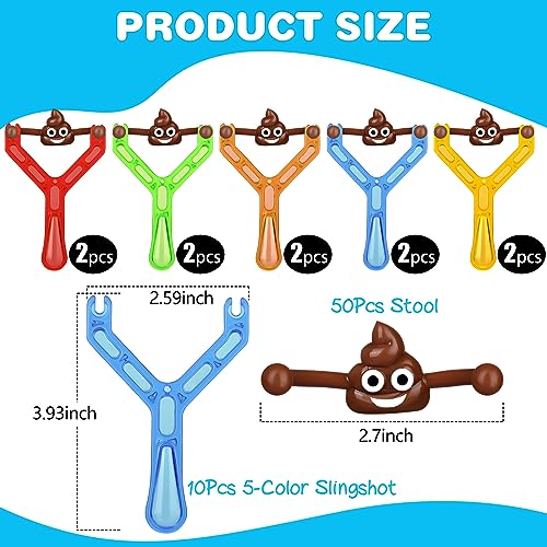 KXCOFTXI 60-Piece Finger Slingshot Prank Set – 10 Slingshots + 50 Reusable Poop Bullets for Halloween Gags
