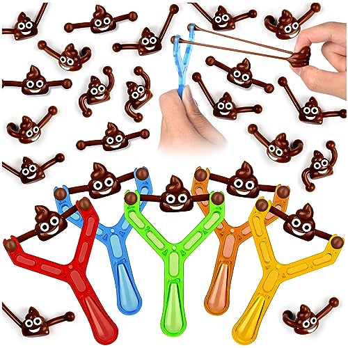 KXCOFTXI 60-Piece Finger Slingshot Prank Set – 10 Slingshots + 50 Reusable Poop Bullets for Halloween Gags