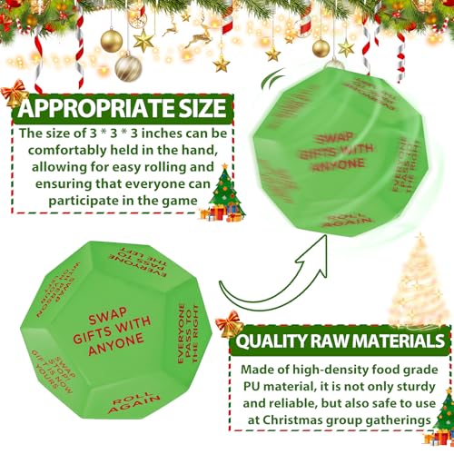kykake Santa Swap Gift Exchange Dice - 3-Inch Cube with 12 Sides for Family Christmas Party Games