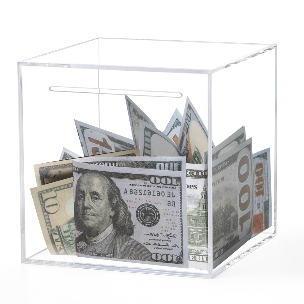 Kypeeka Clear Acrylic Piggy Bank – Unopenable Money Box for Adults & Kids (4.72")
