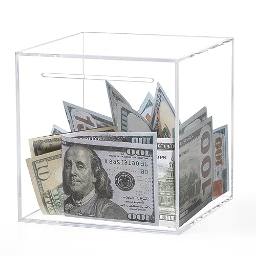 Kypeeka Clear Acrylic Piggy Bank – Unopenable Money Box for Adults & Kids (4.72")
