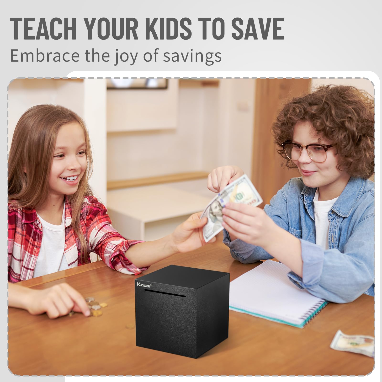 Kypeeka Unbreakable Stainless Steel Piggy Bank for Adults – Must Break to Open, Black 4.72 Inch Savings Box
