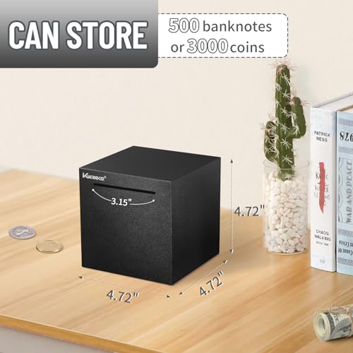Kypeeka Unbreakable Stainless Steel Piggy Bank for Adults – Must Break to Open, Black 4.72 Inch Savings Box