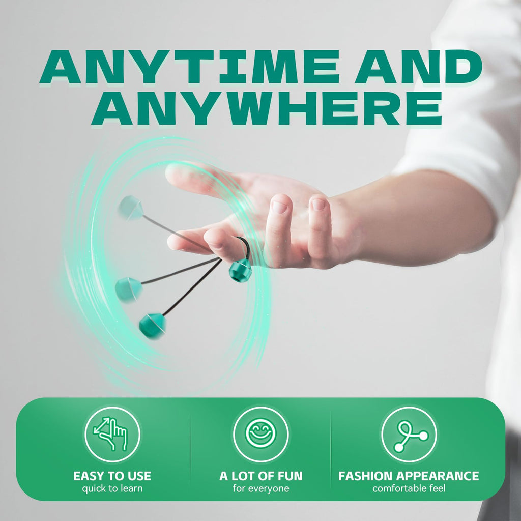 L-Shizuku UFO Begleri Fidget Beads – Aluminum Alloy Skill Toy with Extra Rope (Green)