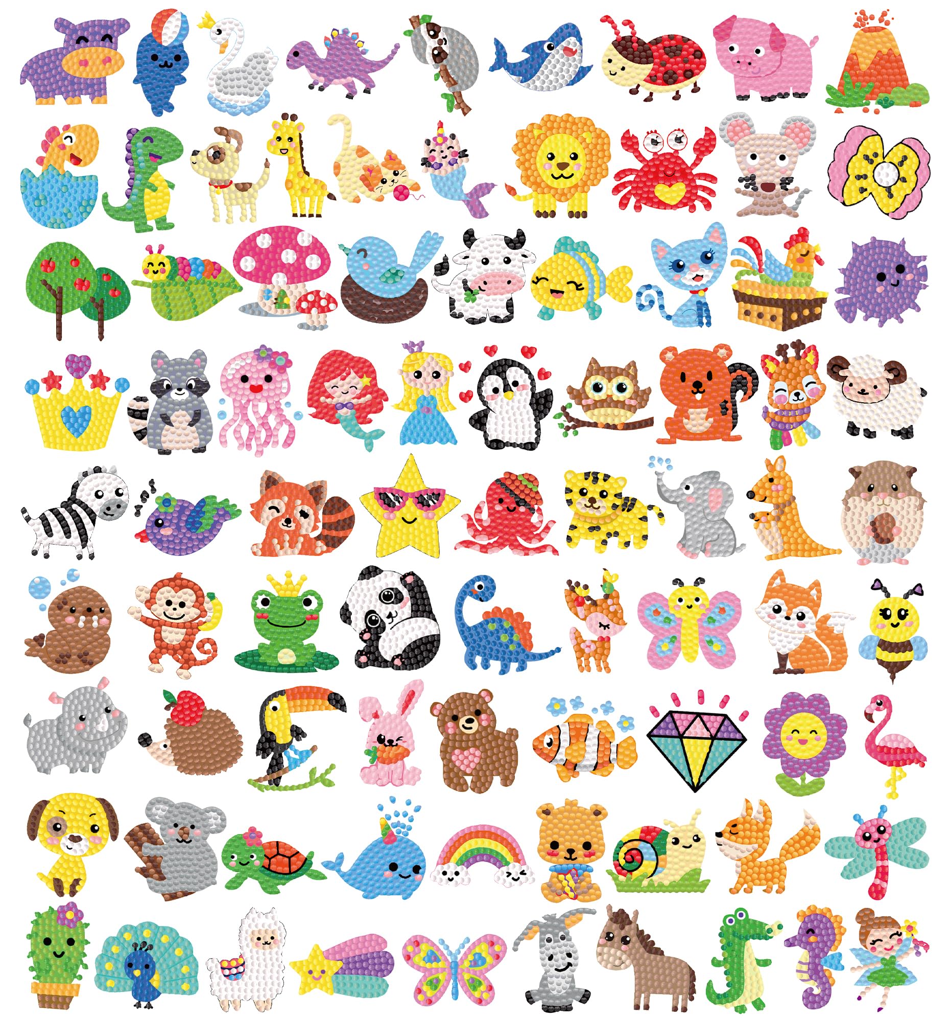 Labeol Diamond Art Kits for Kids Ages 6-12 – Easy DIY Sticker Craft by Numbers (Colorful Animal)