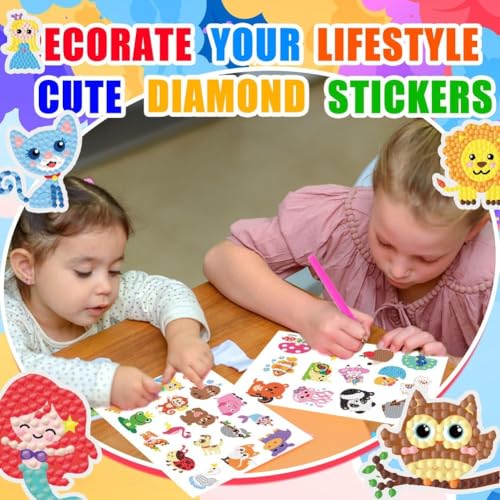 Labeol Diamond Art Kits for Kids Ages 6-12 – Easy DIY Sticker Craft by Numbers (Colorful Animal)