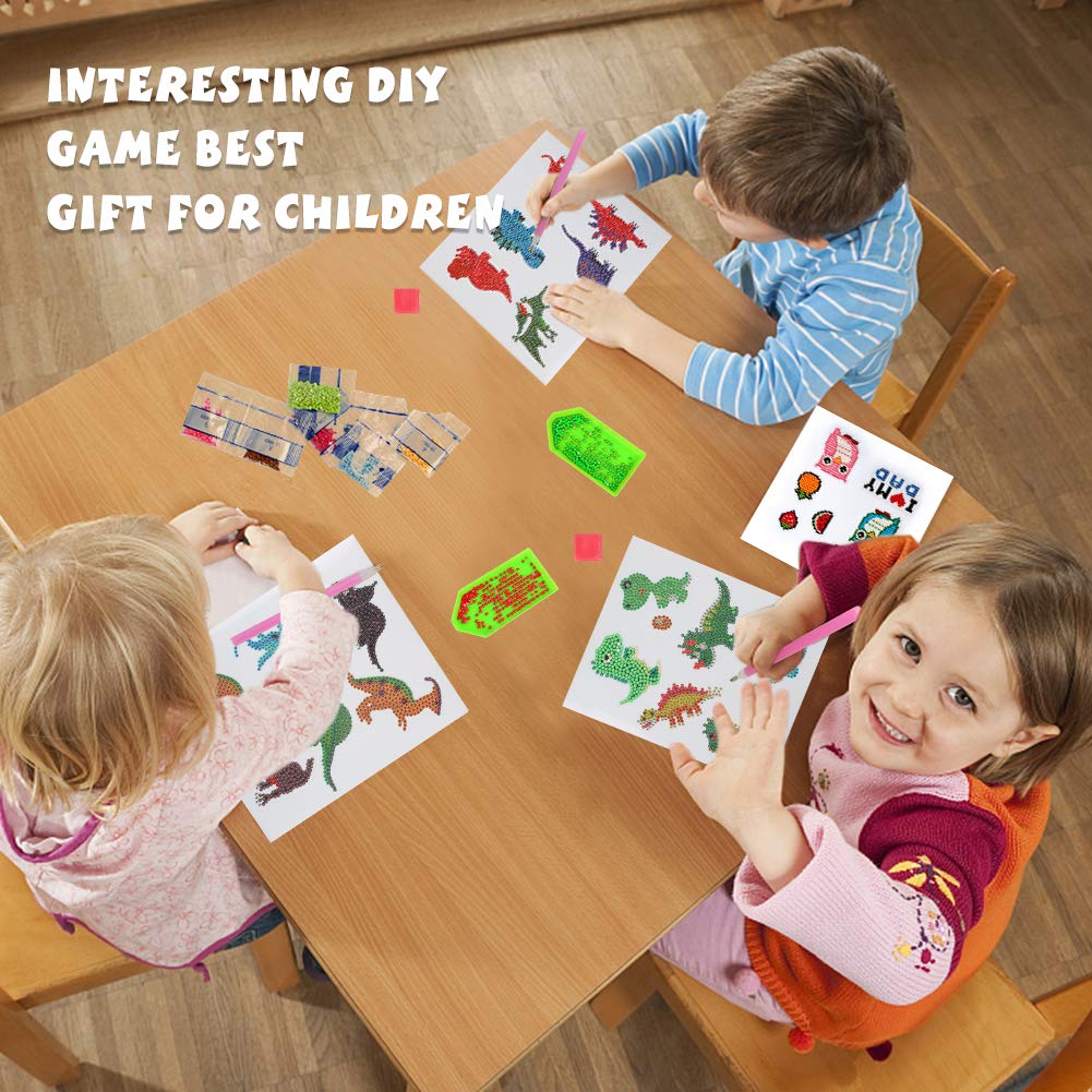 Labeol Dinosaur Diamond Art Kit for Kids Ages 6–12 – Easy DIY Craft Stickers