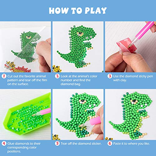Labeol Dinosaur Diamond Art Kit for Kids Ages 6–12 – Easy DIY Craft Stickers