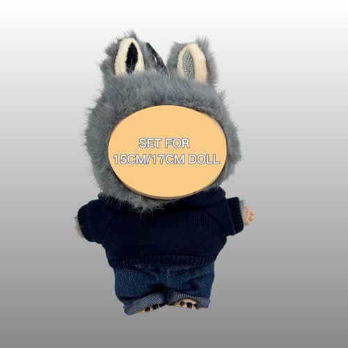 Labubu Clothing Set Cool-1: Outfit with Glasses, Headphones & Shoes for 17cm Dolls (Doll Not Included)