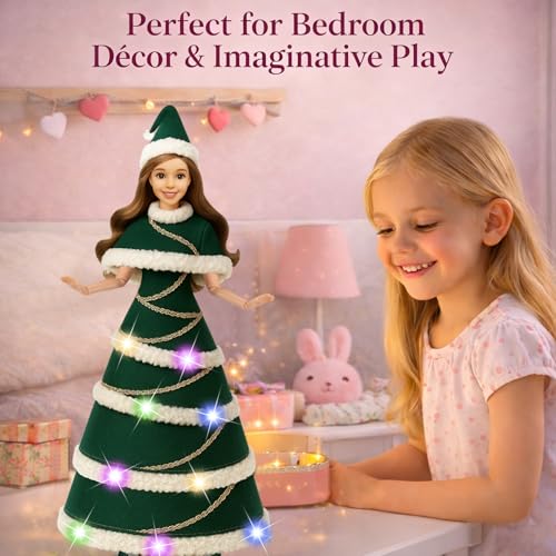 Lady Cat 11.5-Inch Light-Up Decorative Doll with LED Dress and Display Stand