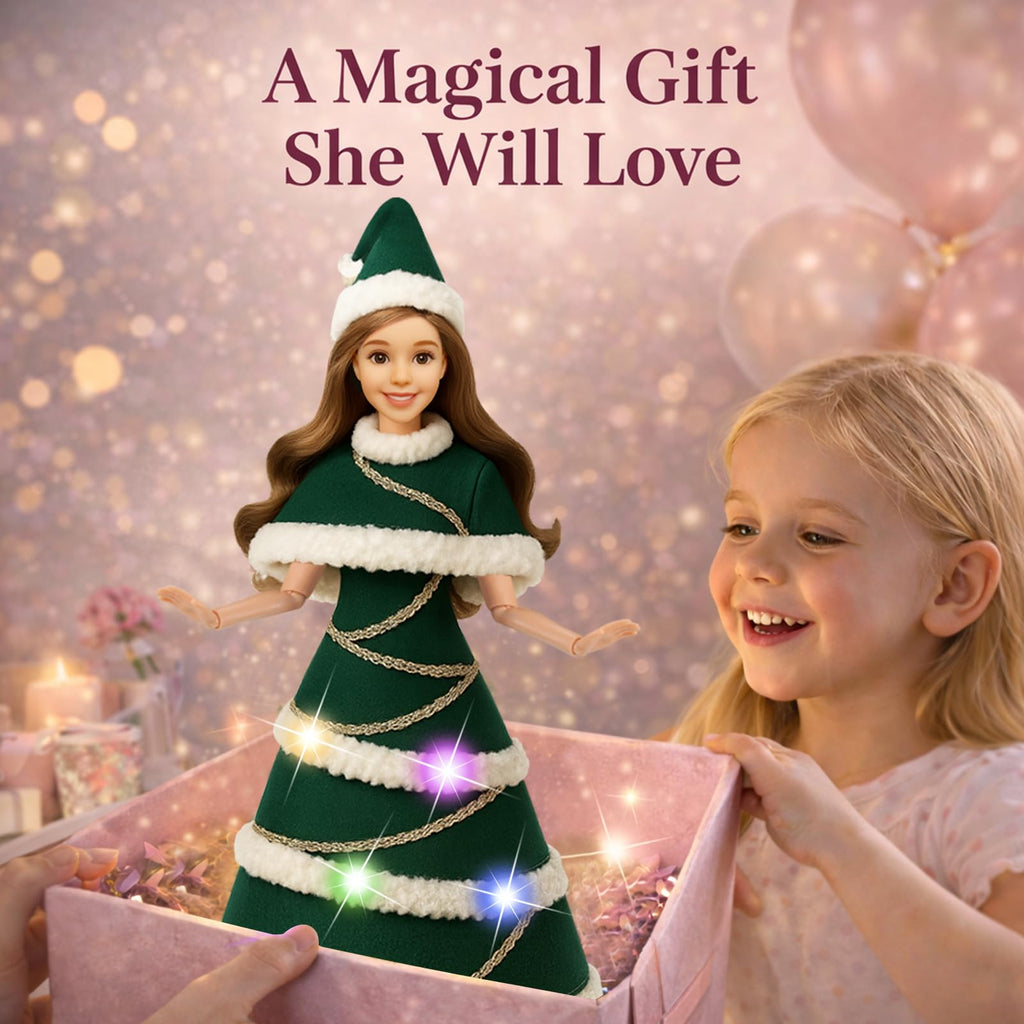 Lady Cat 11.5-Inch Light-Up Decorative Doll with LED Dress and Display Stand