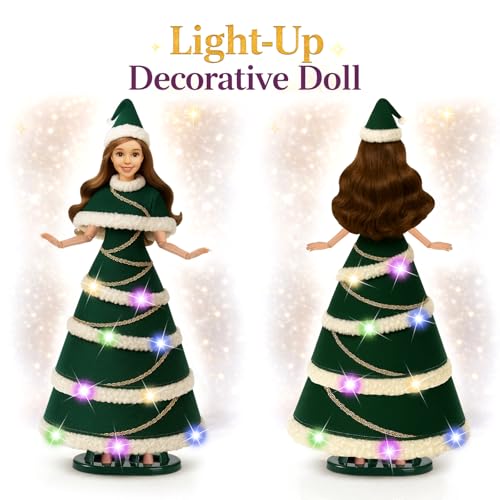 Lady Cat 11.5-Inch Light-Up Decorative Doll with LED Dress and Display Stand
