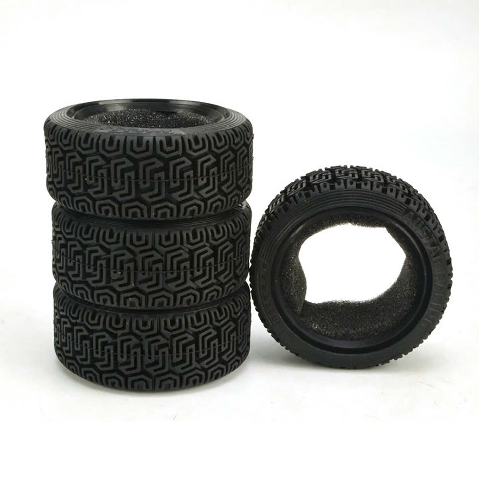 LAFEINA 1/10 Scale RC Car Rally Tires (4) - 68x26mm Rubber Black for Tamiya HSP HPI Kyosho