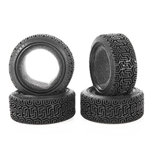 LAFEINA 1/10 Scale RC Car Rally Tires (4) - 68x26mm Rubber Black for Tamiya HSP HPI Kyosho
