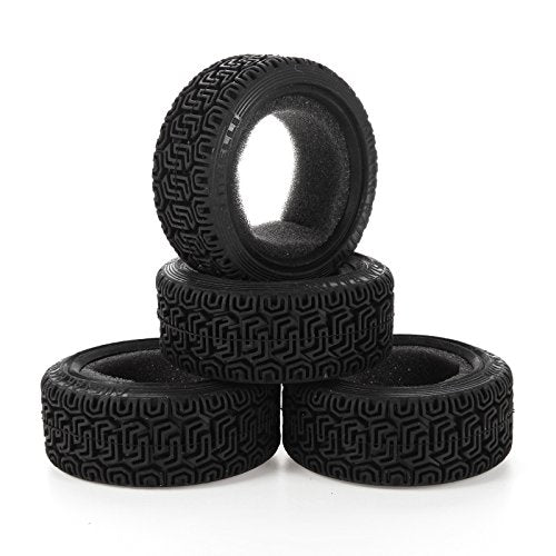 LAFEINA 1/10 Scale RC Car Rally Tires (4) - 68x26mm Rubber Black for Tamiya HSP HPI Kyosho