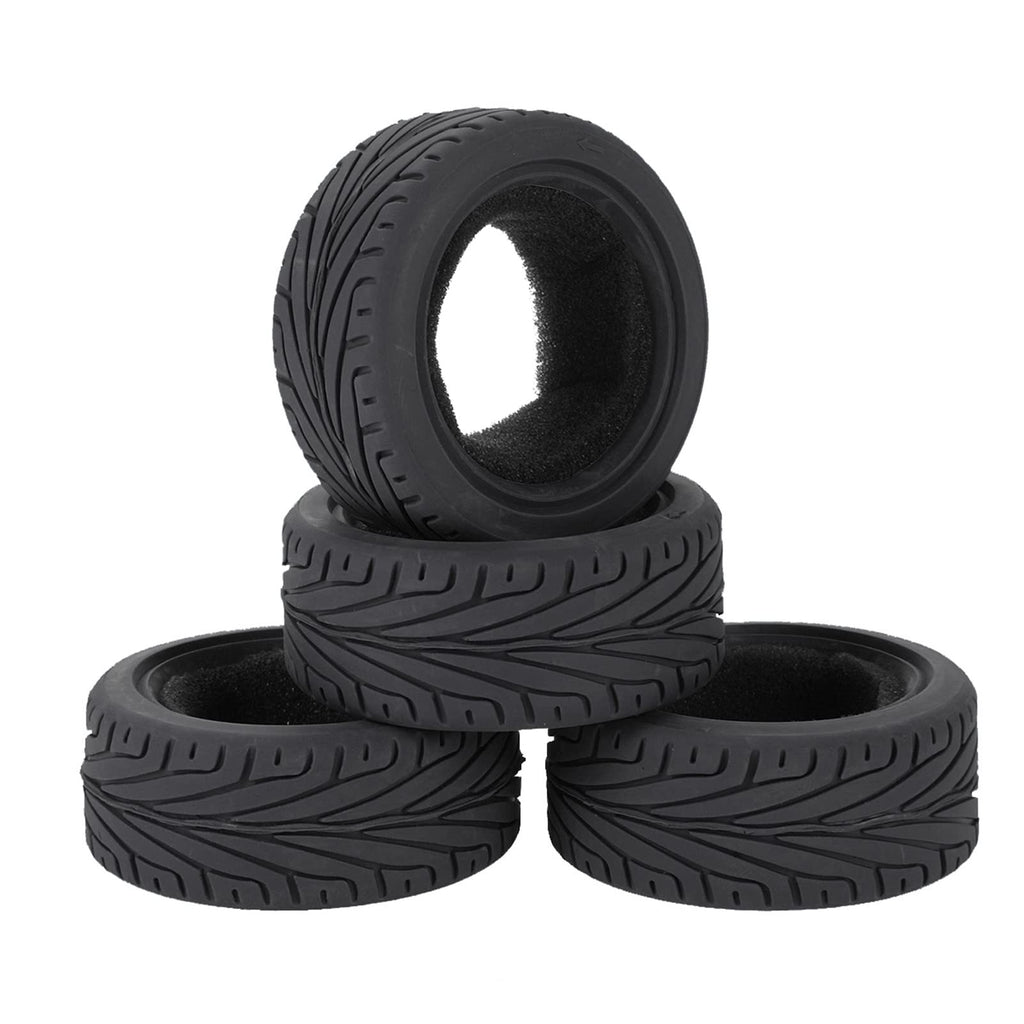 LAFEINA 65mm 1/10 RC On-Road Run-Flat Tires (4-Pack) for HSP, Tamiya, HPI, Kyosho