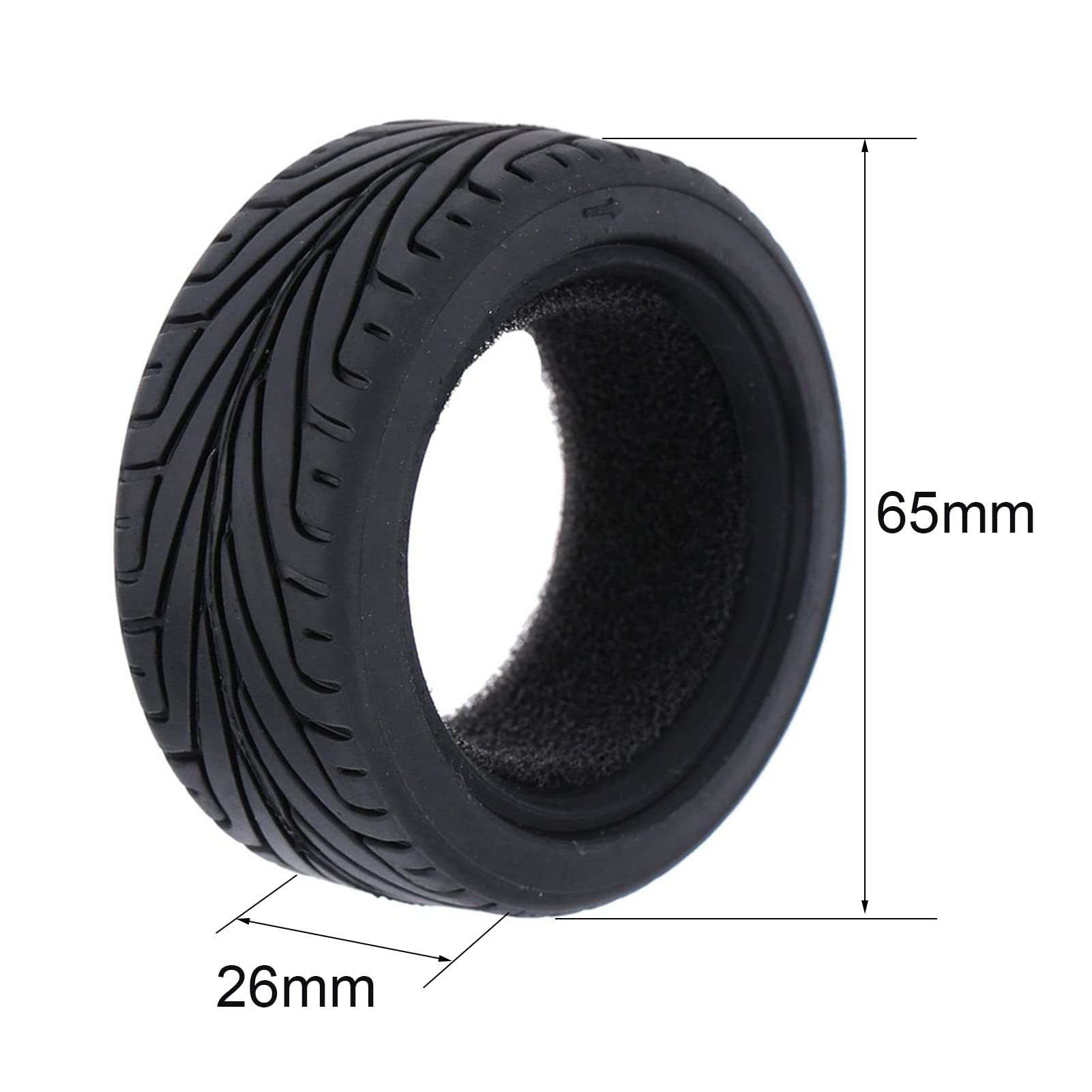 LAFEINA 65mm 1/10 RC On-Road Run-Flat Tires (4-Pack) for HSP, Tamiya, HPI, Kyosho