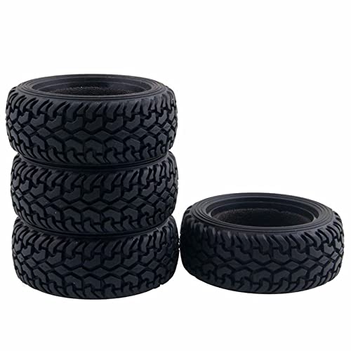 LAFEINA 75mm RC Rally Car Tires - 4 Pack Rubber On-Road Tires for 1/10 & 1/16 Scale