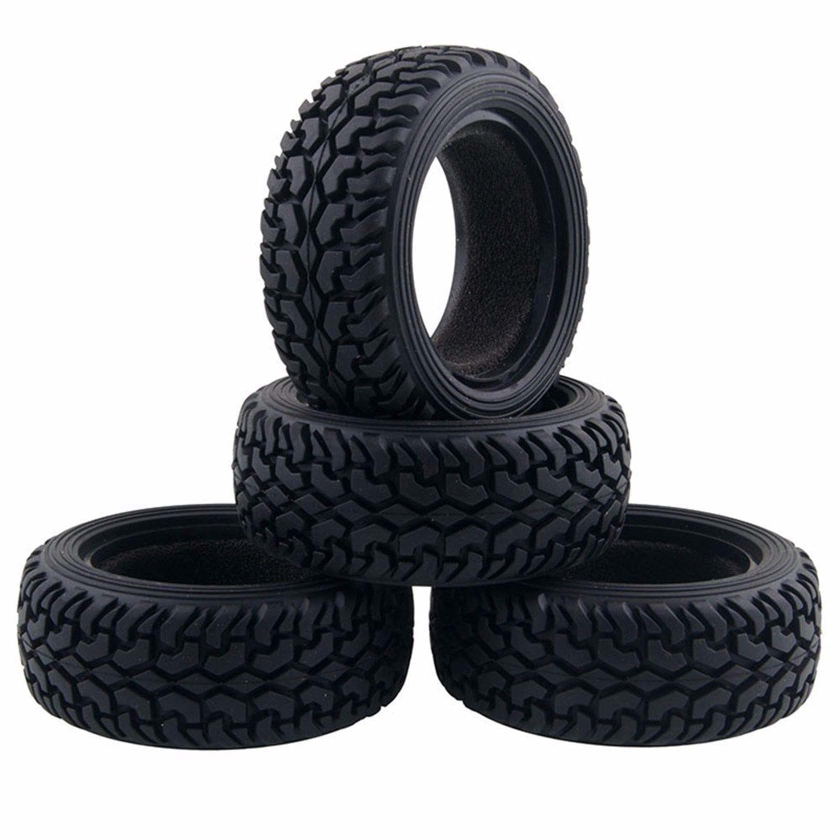 LAFEINA 75mm RC Rally Car Tires - 4 Pack Rubber On-Road Tires for 1/10 & 1/16 Scale