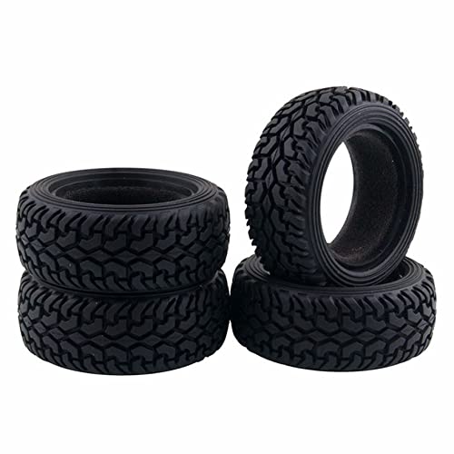 LAFEINA 75mm RC Rally Car Tires - 4 Pack Rubber On-Road Tires for 1/10 & 1/16 Scale