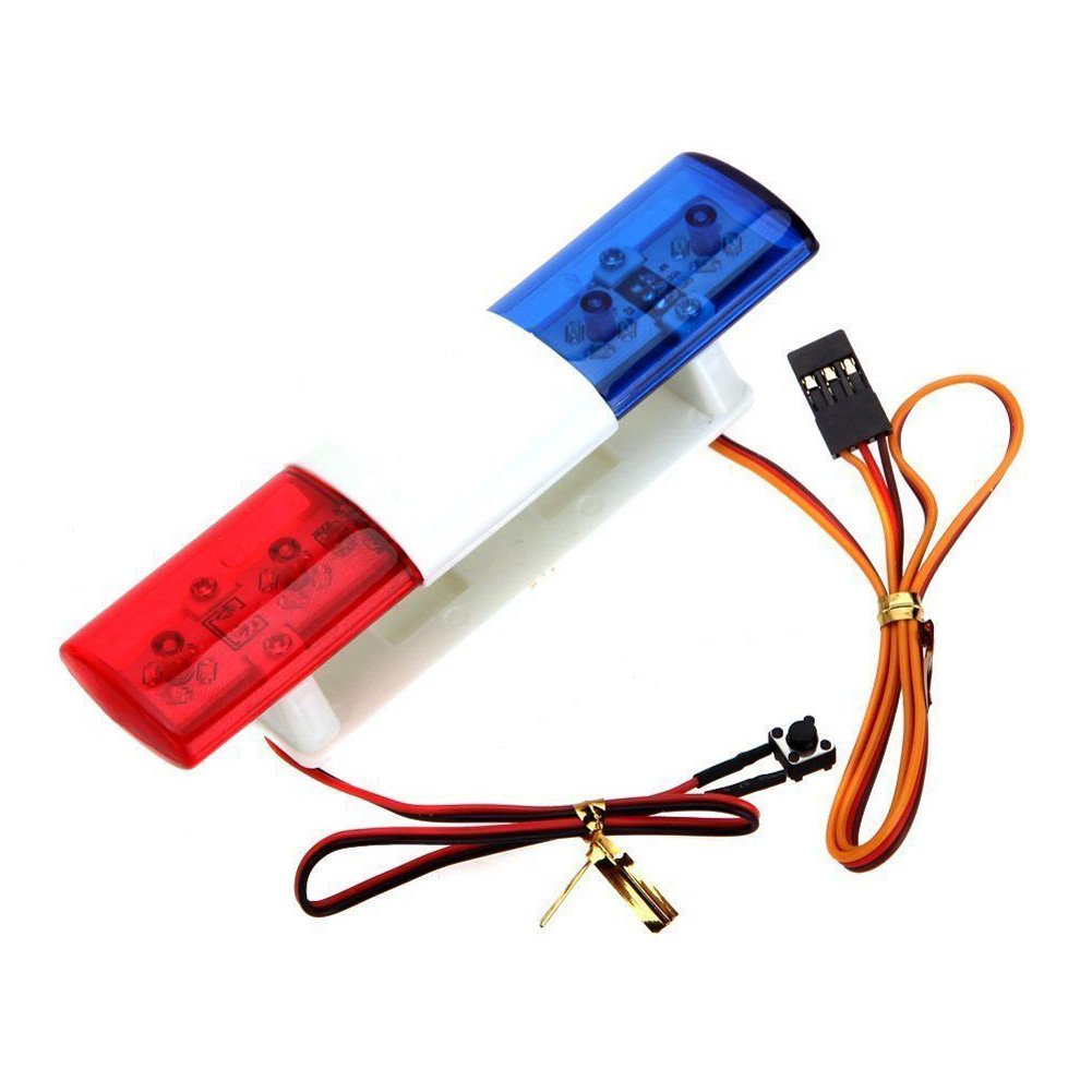 LAFEINA Red & Blue LED Police Flash Light for 1/10 1/8 RC Crawler, Monster Truck, SCX10, TRX4