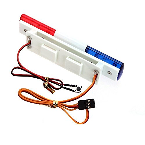 LAFEINA Red & Blue LED Police Flash Light for 1/10 1/8 RC Crawler, Monster Truck, SCX10, TRX4