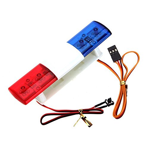LAFEINA Red & Blue LED Police Flash Light for 1/10 1/8 RC Crawler, Monster Truck, SCX10, TRX4
