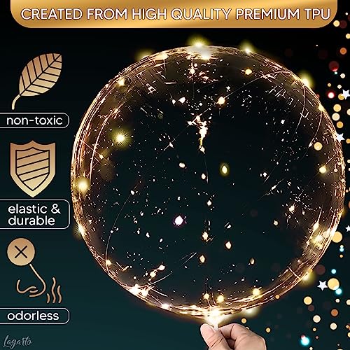 Lagarto 10-Pack Clear LED Balloons: 18-Inch Reusable Glow Balloons with Individual Light Strings for Parties, Weddings, Birthdays (Batteries Required)
