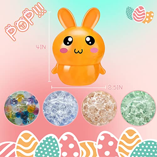 LAHAND 4-Pack Squishy Easter Bunny Stress Balls – Cute Silicone Fidget Toys for Easter Basket Stuffers, Party Favors, and Anxiety Relief