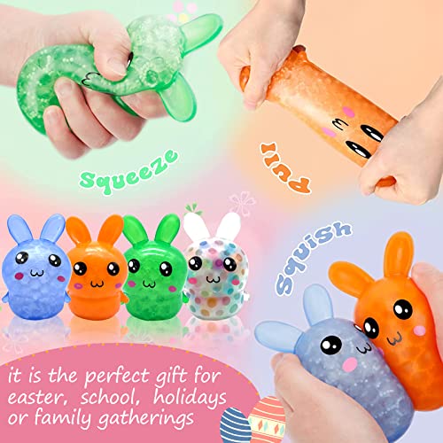 LAHAND 4-Pack Squishy Easter Bunny Stress Balls – Cute Silicone Fidget Toys for Easter Basket Stuffers, Party Favors, and Anxiety Relief