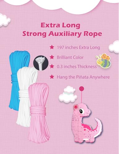 LAKINGO Extra-Strong Wooden Piñata Stick 31.5" - Heavy-Duty Pink Party Kit with Rope, Blindfold & Confetti