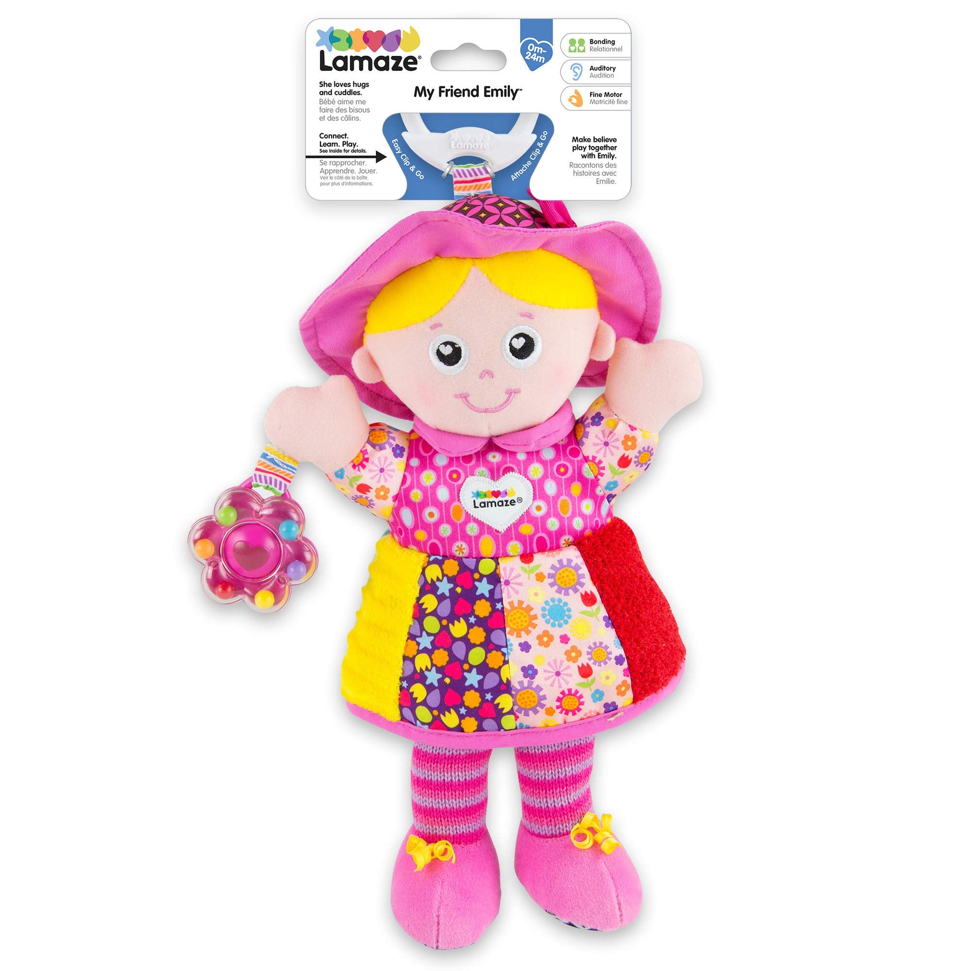 Lamaze My Friend Emily – Baby Sensory Doll with Crinkle Skirt and Rattle Flower