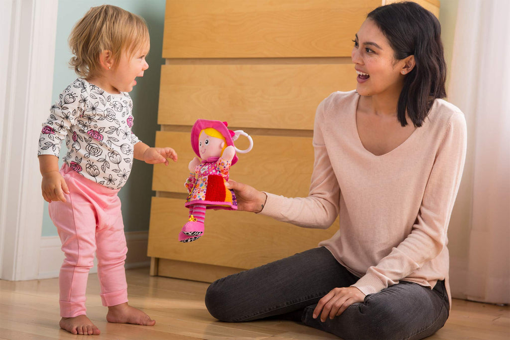Lamaze My Friend Emily – Baby Sensory Doll with Crinkle Skirt and Rattle Flower
